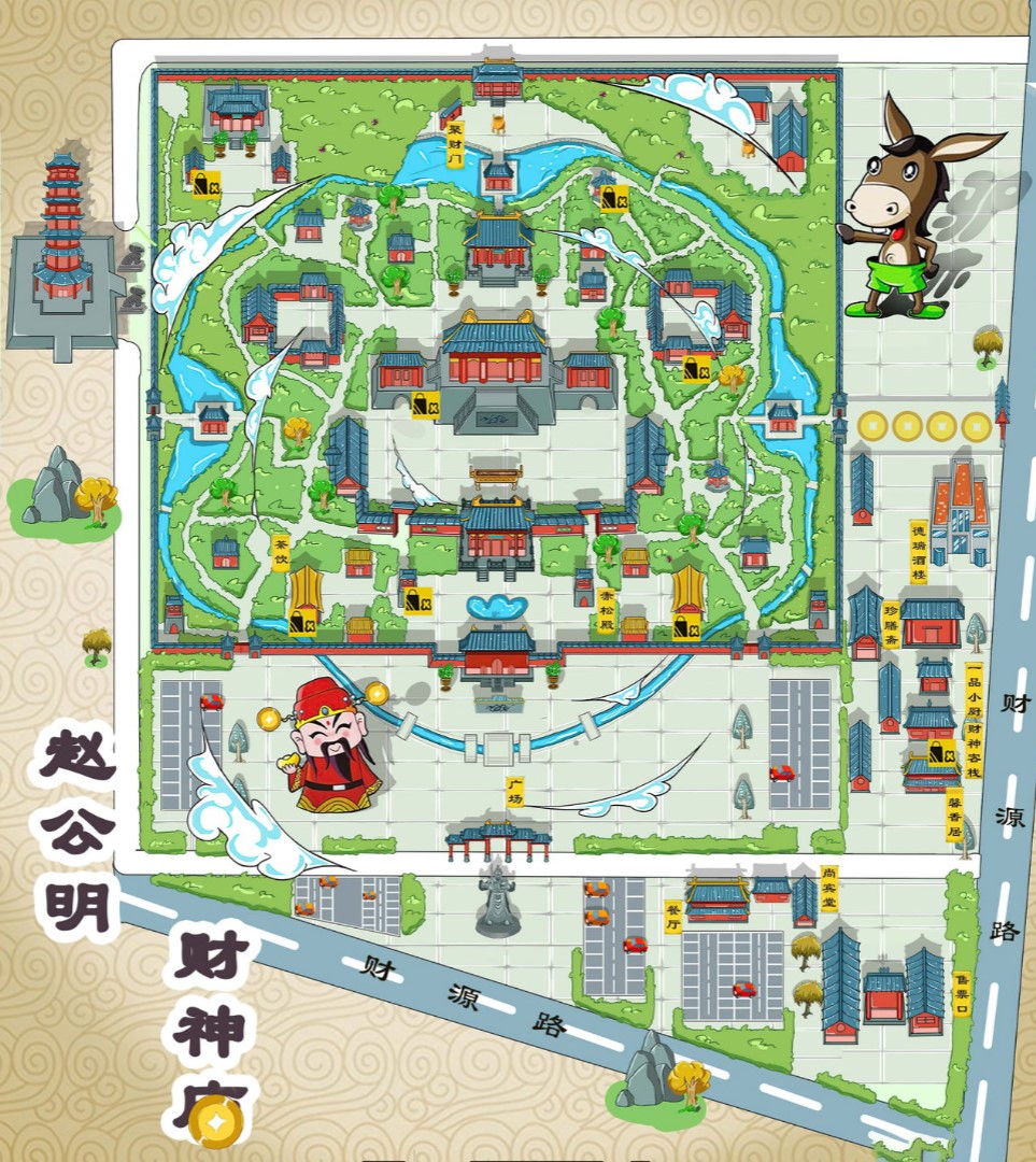 辉南寺庙类手绘地图